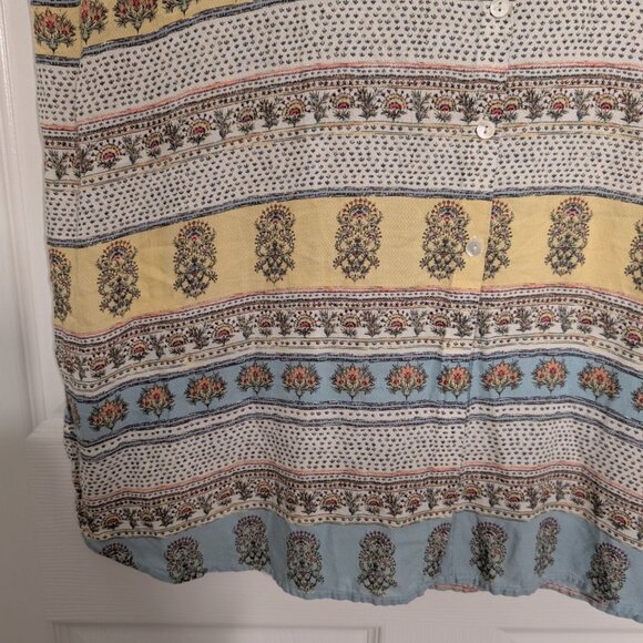 J Jill Floral Tunic Womens Size 2X Blue Stripe Lightweight Button Down Shirt - Picture 3 of 9